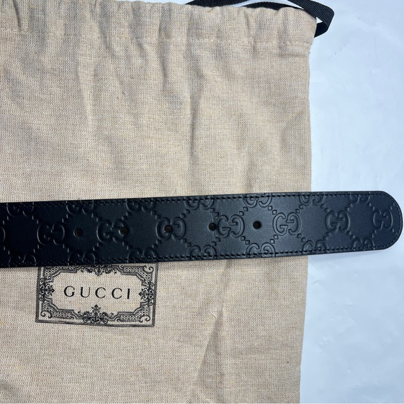 NWOT Gucci Belt Men's Leather Metal Black Brown 95cm 38in 473030 Interlocking G… - Picture 8 of 10